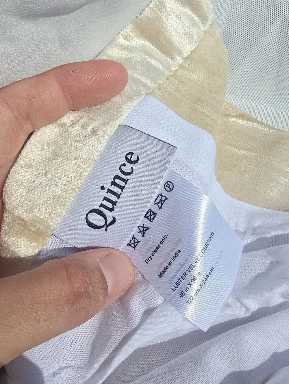 Quince 48x96 True Blackout Luster Velvet 1 Curtain Panel Champagne 48